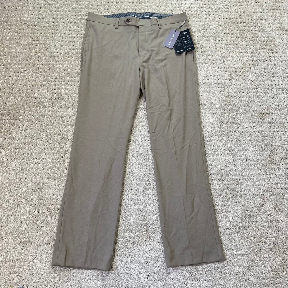 Michael Kors Dress Pants Mens 33x30 Marvin Classic Fit Stretch Tan Beige NEW NWT